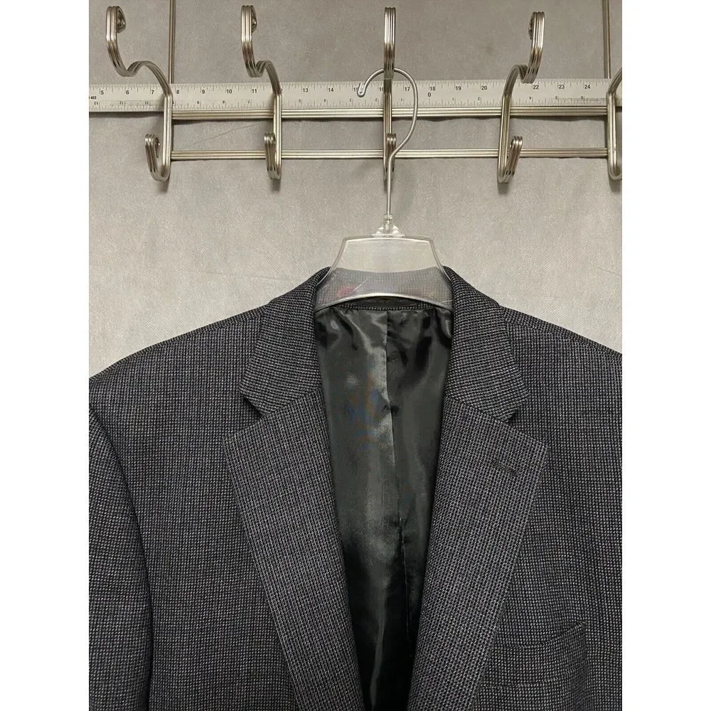 Chaps Blazer Men 44L Gray Blue Nailhead Wool Flannel Coat‎ Ralph Lauren Luxury